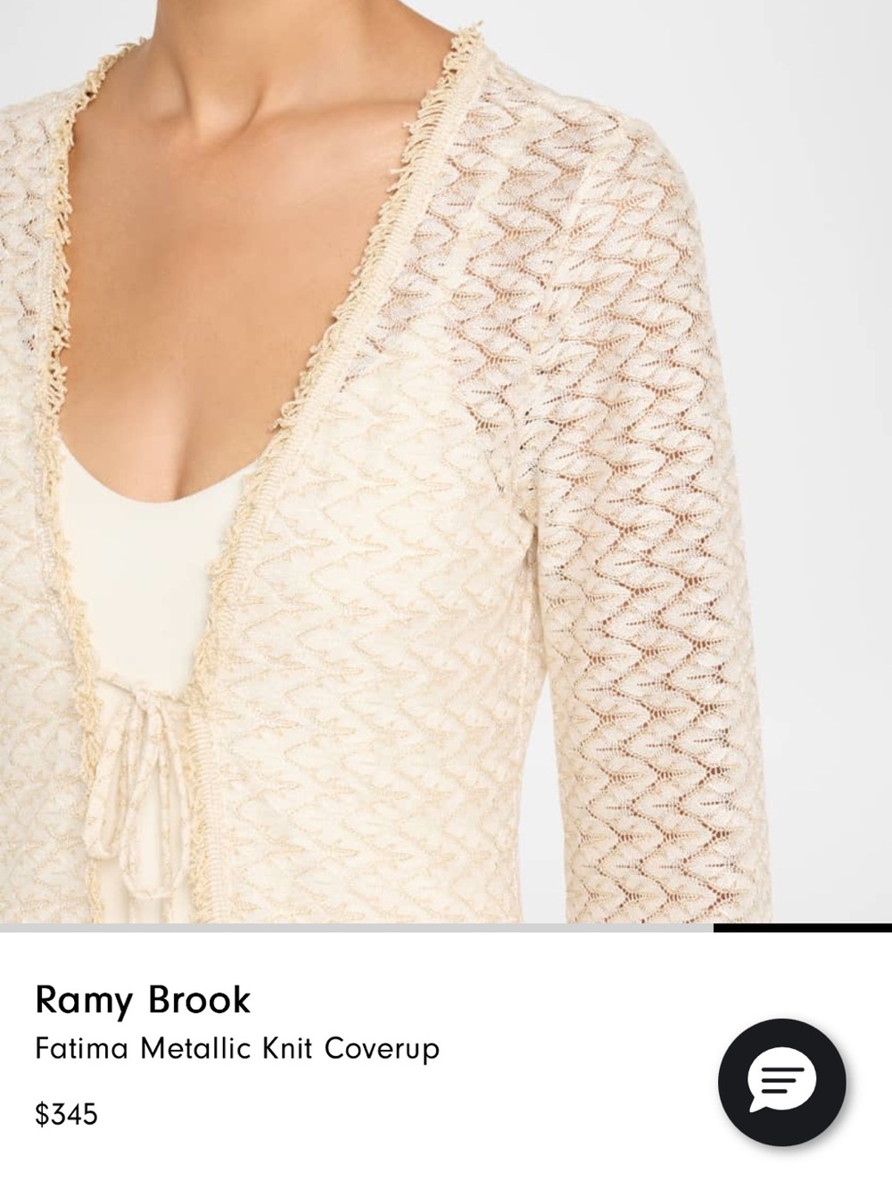 Ramy Brook Fatima Metallic Knit Coverup  Sheer Knit Long Cover-Up in cream NWOT